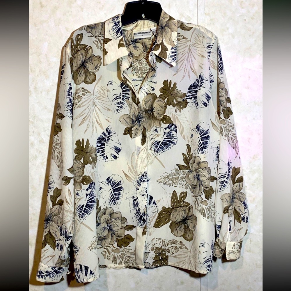 Alfred Dunner Floral Button Down Shirt